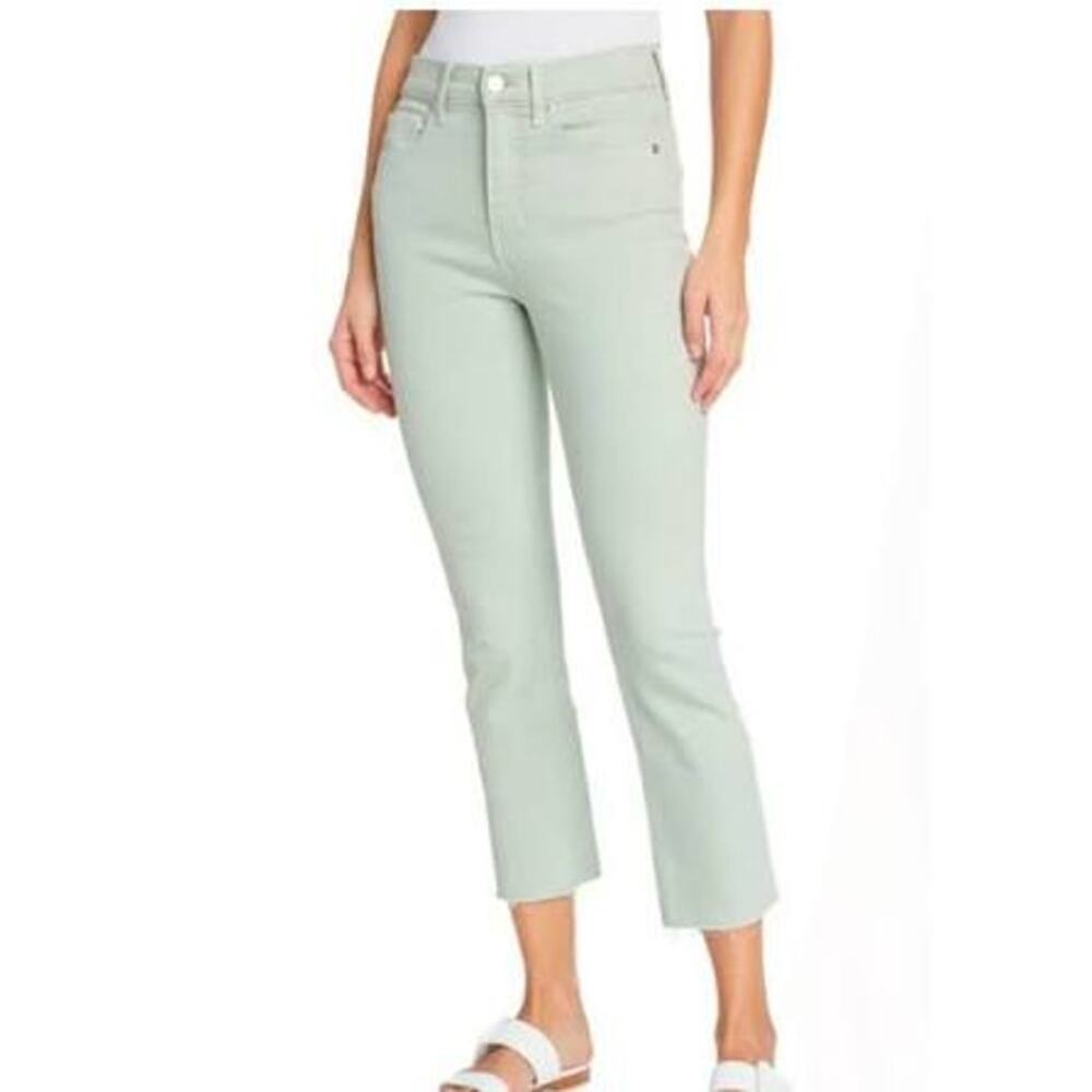Veronica Beard Carly Kick Flare Crop Raw Hem Silver Sage Jeans Women's Sz 25 NWT